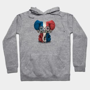 Baby Elephant with Glasses and Dominican Flag Hoodie